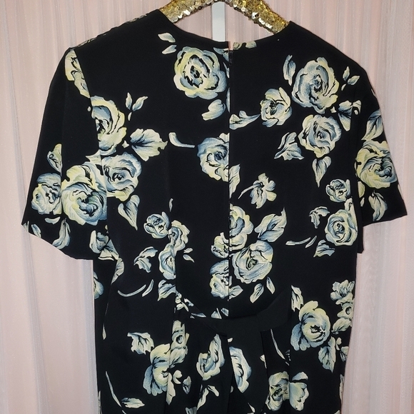 Vintage 90s Sunshine and Starshine Womens Black Floral Pleated Midi Dress sz 10 - Picture 6 of 9